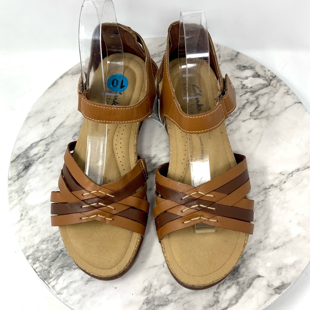 Clarks Roseville Cove Multi Strap Comfort Brown Leather Sandals 9.5 Bohemian - Picture 6 of 16
